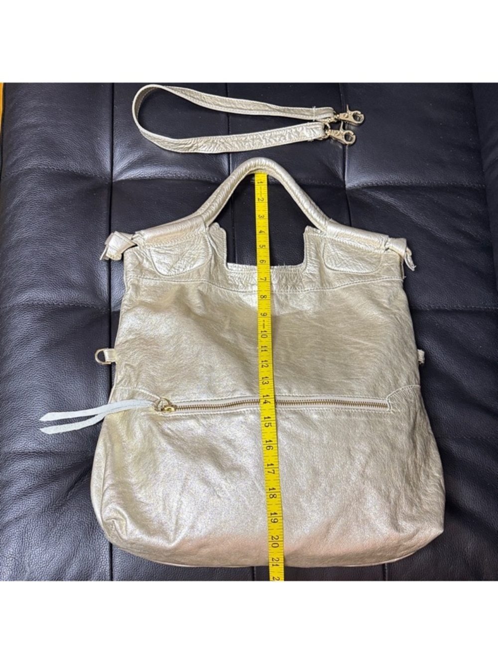 Foley + Corinna Metallic Gold Leather Shoulder Bag - Picture 15 of 15